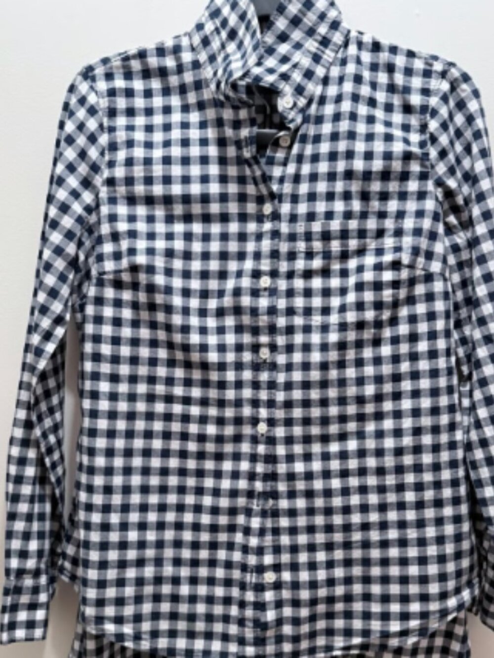 J. Crew Navy Blue & White Gingham Shirt & Midi Skirt Matching Set Size S